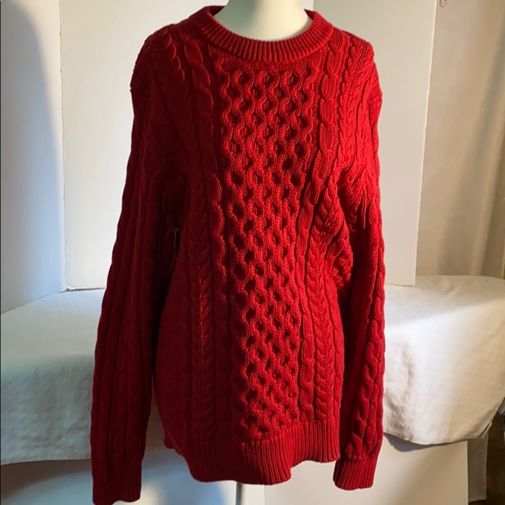 L.L Bean Red Cable Knit Red Sweater